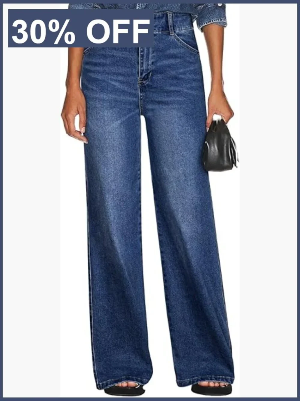 Wide Leg Jeans High Waisted Stretchy Straight Leg Tummy Control Denim Pants